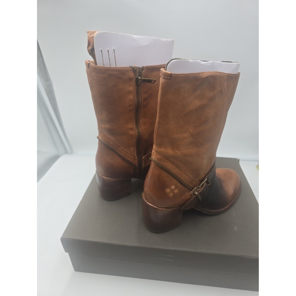 Patricia Nash Lombardy Women's Boots 8.5 Tan Leather Western Harness Moto Boho - Picture 16 of 16
